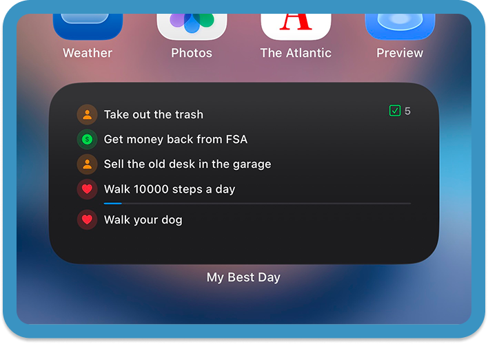 Goals AI Widget on iPhone